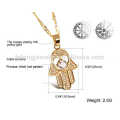 Crystal gold hamsa necklace,copper plating evil eye hand necklace jewelry